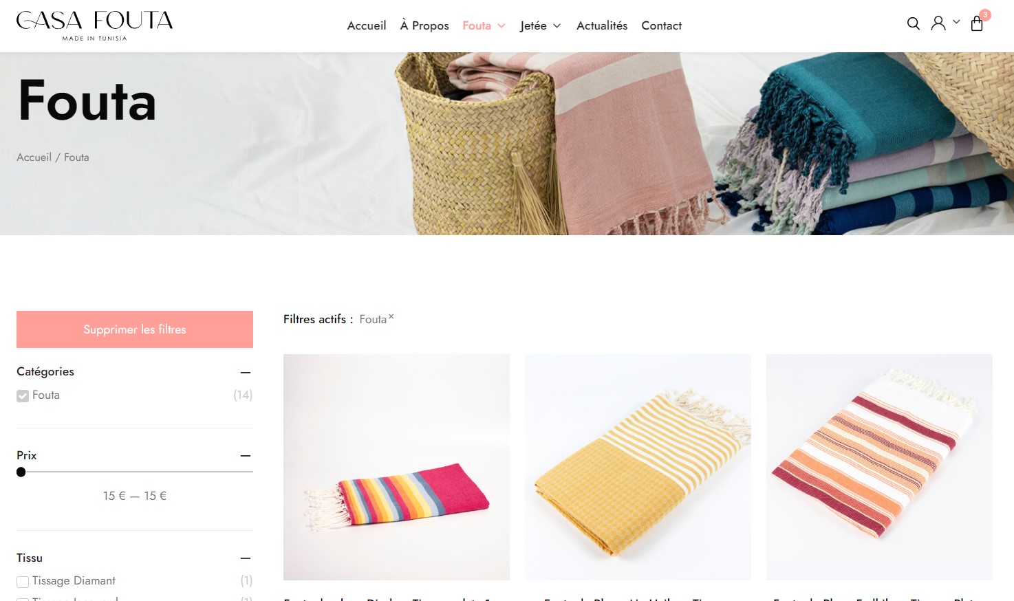 création site web pour artisan en france : Casa fouta le spécialiste de foutas et jetés en france