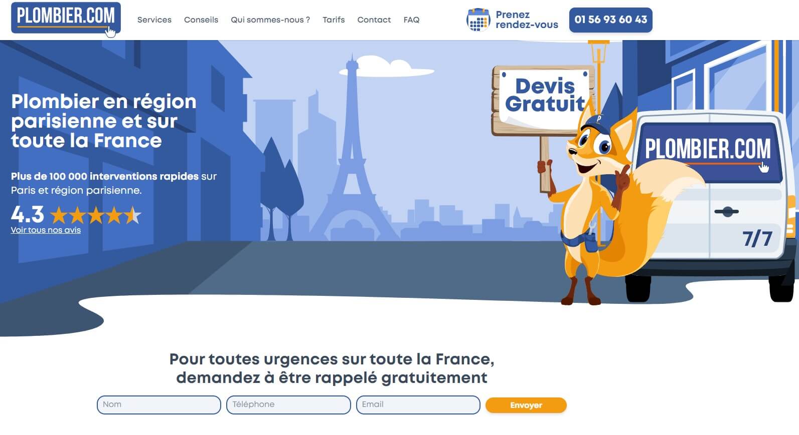 création site web pour plombier en france