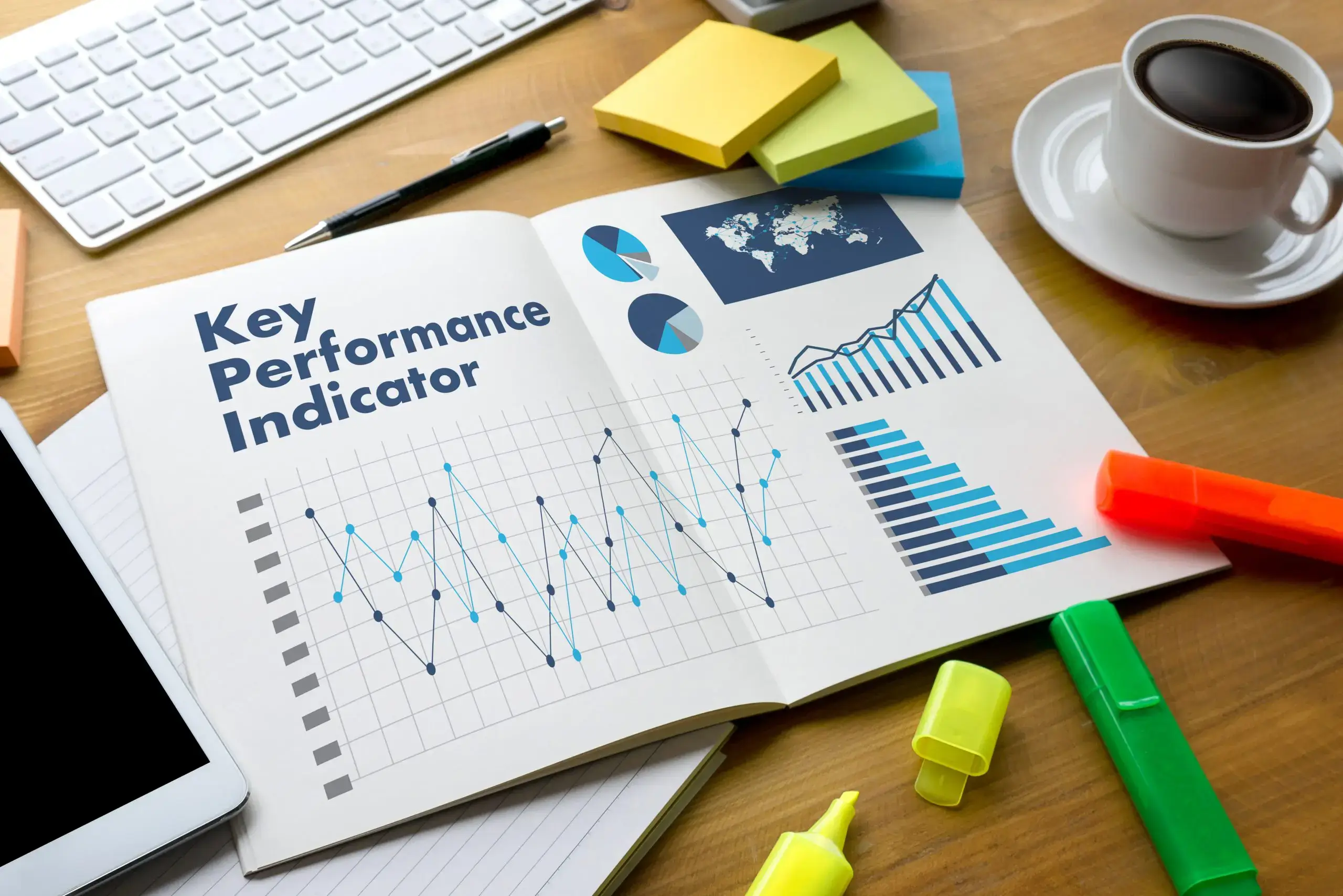 Tableau de bord montrant les indicateurs de performance (KPI) pour un site web en 2026.