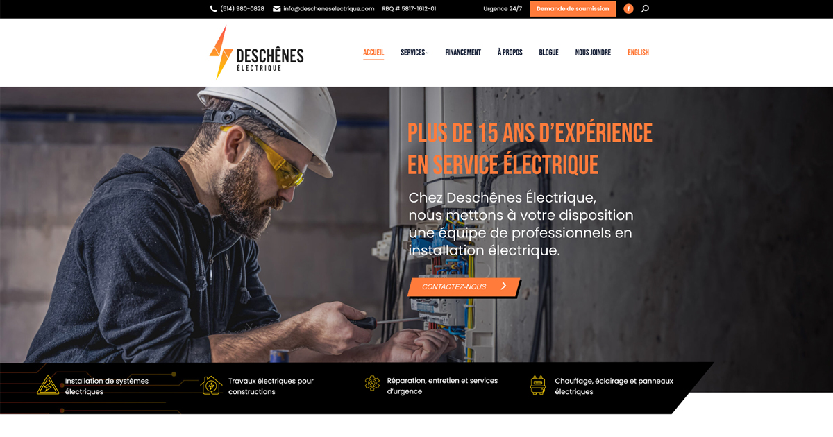création site internet d'électricien facilement avec ely engineering